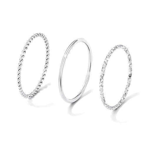 Gokeey Gold Rings for Women Non Tarnish, Dainty 14K Gold Plated Stackable Thin Thumb Ring Set Trendy Pinky Wedding Bands Engagement Rings for Women Size 4 5 6 7 8 9 10 11 - color: Silver, size: 8