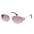 SOJOS Trendy Oval Sunglasses for Women,Fashion Rimless Metal Sun Glasses Y2K Style UV400 Protected SJ1271 - color: Purple