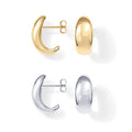 PAVOI 14K Gold Plated 925 Sterling Silver Post Huggie Earrings | Gold Dome Huggie Hoop Earrings for Women - style: White & Yellow Pack
