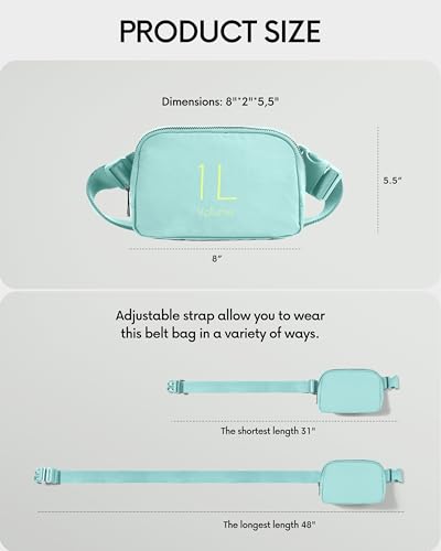 ODODOS Unisex Mini Belt Bag with Adjustable Strap Small Fanny Pack for Workout Running Traveling Hiking, Icing Blue - color: Icing Blue