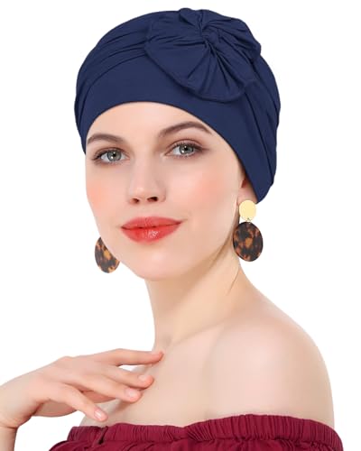 Chemo Headwear for Women Cancer Patients Lightweight Head Coverings for Hair Loss Seasonal - color: Navy