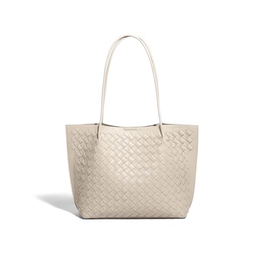 Women's Luxury Handmade Woven Tote Bag, Beach Bag Set, Elegant Age Reducing Travel Commuter Bag Set - color: 5# Off-white