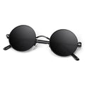 Round Polarized Sunglasses Men Women,Retro Metal Hippie Shades with 100% UV Protection - color: A01- Black Frame Black Lens
