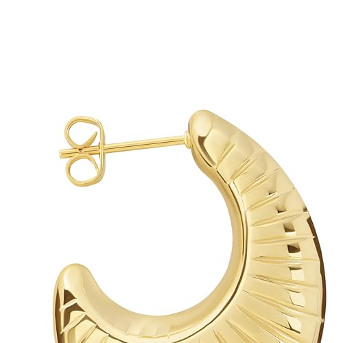 Amazon Essentials Plated Tailored Hoop Earrings - color: Gold Tone, size: L: 1.29" X W: 0.45"