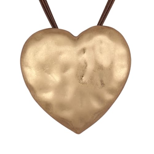 GelConnie Long Necklaces for Women Boho Large Pendant Necklace Casual Bohemian Brown Leather Choker Sweater Circle Statement Stone Necklace - style: Heart Pendant Necklace