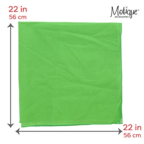 Motique Accessories Solid Color Bandana - Set of 6 Bandannas - color: Green