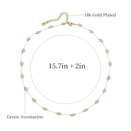Beaded Choker Necklaces for Women 18k Gold Plated Dainty Gold Choker Necklaces for Women - style: jade choker