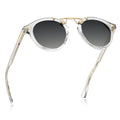 CARFIA Double Bridge Small Acetate Sunglasses for Women Polarized, Retro Metal Brow Ladies Sunnies Fashion Round Eyewears - color: 4. Transparent Frame Gradient Grey Lens