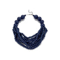COLORFUL BLING Boho African Wooden Beaded Strands Necklace Ethnic Layered Chunky Collar Choker Wood Necklace for Women Hip Hop Statement Jewelry - color: deep blue