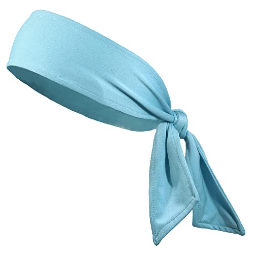 Headbands Tie on Headband for Women Men Running Athletic Hair Head Band Elastic Sports Sweat Basketball Sweatband Stetchy Yoga Workout Sweatbands Adjustable Non-Slip Moisture Wicking - color: light blue