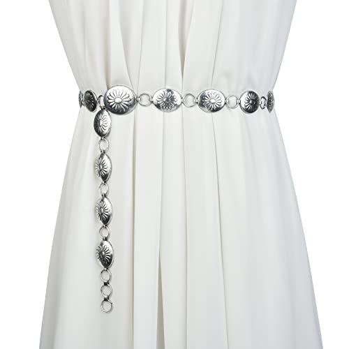 Luvatar Fashion Metal Waist Chain Belt Blouse Dress Sweater Chain Belt… - color: Silver-53