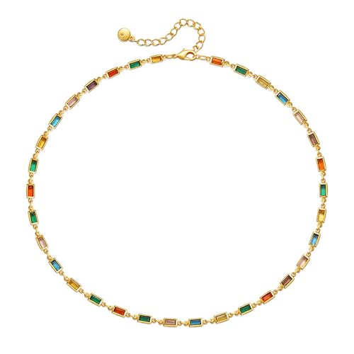 Beaded Choker Necklaces for Women 18k Gold Plated Dainty Gold Choker Necklaces for Women - style: square cz choker 2