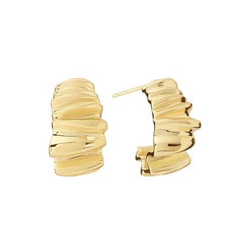 Amazon Essentials Plated Tailored Hoop Earrings - color: Gold Tone, size: L: 0.79" X W: 0.47"