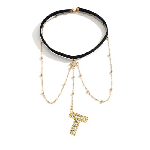 Letter Initial Leg Chain Thigh Jewelry for Women Summer Beach Bead Leg Chain Name Elegant Elastic Body Chain Jewelry - color: T