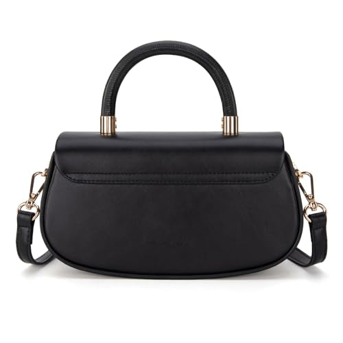Milan Chiva Small Top Handle Purse for Women Elegant Crossbody Bag with Adjustable Strap for Evening Party & Daily Use - color: Black