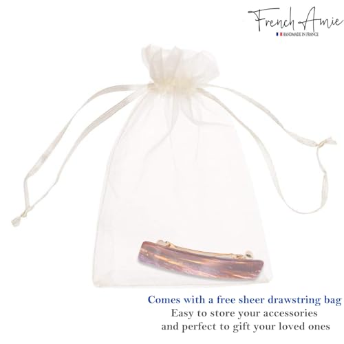 French Amie Small 2 1/4 inch Celluloid Handmade Hair Barrette No Slip Grip Durable Styling Women Hair Accessories Hair Clip for Girls, Made in France(Purple Touch) - color: Purple Touch