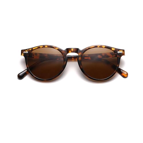 Ridering Kids Polarized Round Sunglasses,Cute Retro Sun Glasses for Toddler Girls Boys Party Beach Shades Age 3-9 - color: Black+brown Leopard