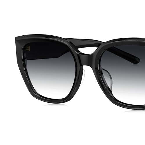BOLON Women Trendy Cat Eye Polarized Sunglasses, Exclusive Eyewear Brand of EssilorLuxottica - color: Shiny Black/Grey Gradient Non-polarized Small