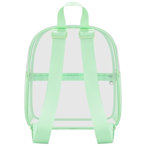 Oraben Clear Backpack Stadium Approved, 12 x 6 x 11 in, Small Transparent Backpack for Concerts, Sports Events, Festivals, Travel, Waterproof PVC, Adjustable Straps, Women Men - color: Avocado Green, style: Nylon Shoulder Straps
