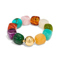 Multicolor Chunky Beaded Bracelet for Women Bold Acrylic Resin Stretch Bracelet Summer Beach Statement Bracelets Trendy Elastic Bangle Jewelry - color: Bead bracelet-colorful