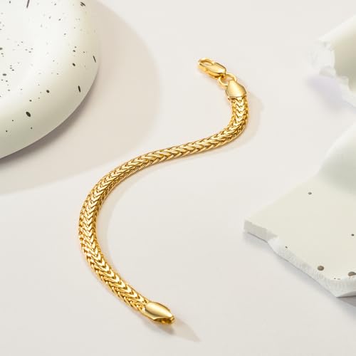14K Gold Bracelets for Women Mens bracelet Link Foxtail 14K Gold Chain Bracelets for Women Trendy Dainty Bracelets for women 6.5-9in