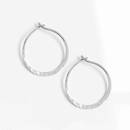 Hoop Earrings for Women, 14K Rose Gold FIlled, 20mm, Hammered Texture, Hoop Earrings Hypoallergenic Sensitive Ears, Hoop Earrings Set, Rose Gold Earrings Nickel Free - size: 20mm