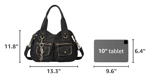 Worldlyda Women Canvas Hobo Purse Multi Pocket Tote Shopper Shoulder Bag Casual Top Handle handbag with Embroidery Ethnic - color: Mint Green