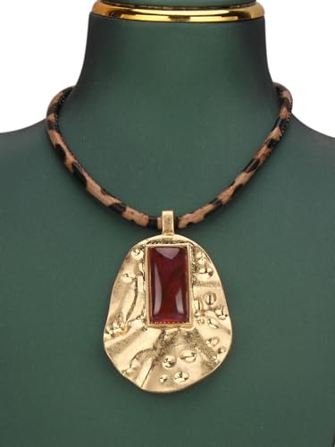 JAOYU Boho Necklace for Women Large Pendant Necklace Boho Long Choker Leather Gold Necklace Vintage Earthy Jewelry Trendy - style: Boho Long Necklace