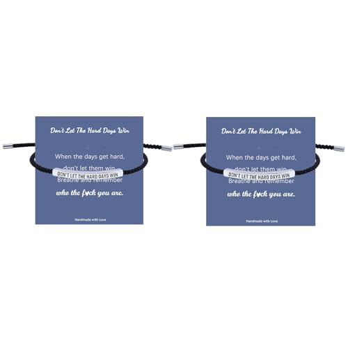 LINY Inspirational Gifts for Women Men, Dont Let The Hard Days Win Gifts, Motivational Inspirational Tube Bracelets Friendship Birthday Meaningful Gift for Friends Female - color: 2Pcs Dont Let-Tube Black+Silver