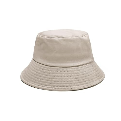 NPJY Bucket Hat for Women Men Cotton Summer Packable Sun Beach Fishing Hats Travel Cap - color: Plain Beige