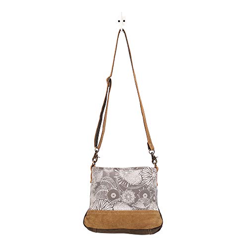 Myra Bag Floral Purses for Women - Genuine Leather and Canvas Floral Purse with Flower Print, Flower Handbags for Women - style: Saplings Shoulder Bag
