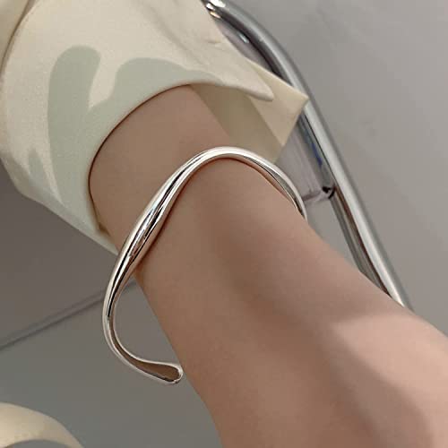 925 Sterling Silver Bracelets Open Adjustable Bangle Bracelet Teardrop Water Drop Cuff Bangles for Women - color: Pattern 1