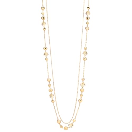FULU AUTUMN Boho Gold Long Necklaces for Women Natural Stone Beaded Layered Long Necklace Mothers Day Gifts Dainty Flower Costume Jewelry for Women - color: Gold