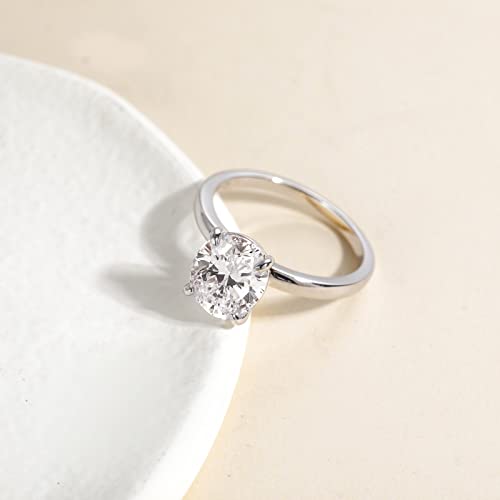 EAMTI 3CT 925 Sterling Silver Engagement Rings Oval Cut Solitaire Cubic Zirconia CZ Wedding Promise Rings for Her Wedding Bands for Women Size 3-11 - color: Sterling Silver-Silver