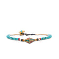 Made by Nami Boho Surfer Anklet Waterproof & Adjustable Beaded Anklets for Women Beachy Ankle Bracelet Made from Waxed Cotton Rope and Beads for Summer and Hippie Style - color: Blue