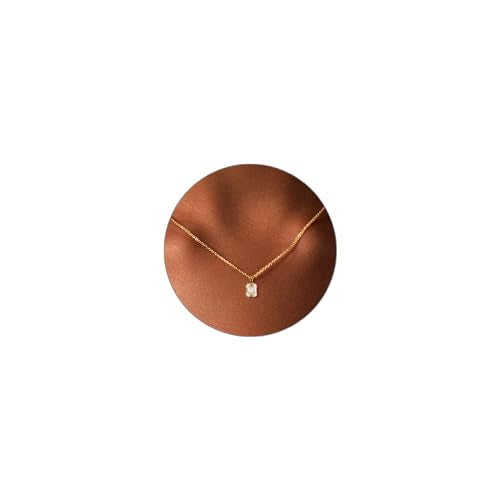 Luxval Diamond Pendant Gold Necklace for Women，Dainty 18k Gold Plated Choker Necklaces Simple Gold Jewelry Gifts for Women Girls - color: Gold-CZ Pendant