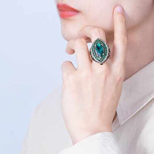 Women Ring - 32mm Turkish Style Gemstone Women Jewelry J0769 - color: Green