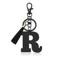 Oubaka Initial Monogram A-Z Keychain for Women, Cute Initial Letter Keychain with Tassel for Handbag Car Key Bag Keyring - color: Black-r