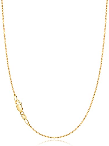 Jewlpire 18k Gold Plated 925 Sterling Silver Chain Necklace for Women, 1.1mm Cable Chains Necklace Thin & Dainty & Sturdy Women's Chain Necklaces, 14/16/17/18/20/22/24 Inches - color: 18K Gold Plated, size: 16 Inch