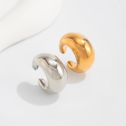 Ear Cuffs Non Piercing Chunky Water Droplet Ear Cuff Earrings for Women Trendy Clip on Cartilage Simple C-Shaped Diamond Studded Ear Clip Jewelry Best Gifts 2026 - color: C-Gold&Silver