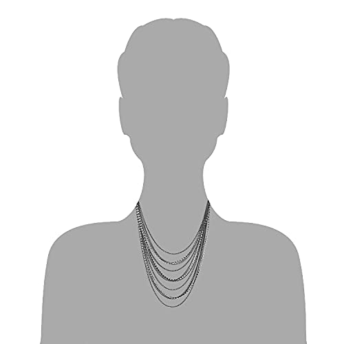 Waterfall Multi-Strand Chains Statement Collar Necklace with Rhinestones Chains, Dress - color: D-Metal Color: Grey & Black
