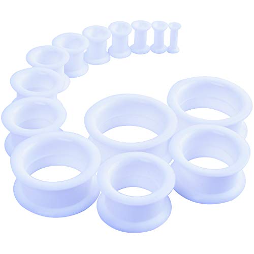 WBRWP 20/28pcs Ear Stretching kit Set: Hollow Hard/Soft Silicone Plugs and Tunnels Ear Expander Gauges Stretcher Body Piercing Jewelry - style: 28pcs Thick/Transparency