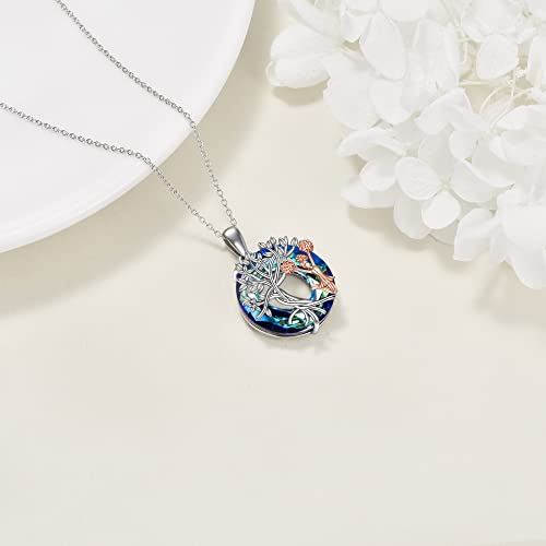 YFN Tree of Life Necklace Sterling Silver Crystal Jewelry Graduation Birthday Gifts for Women - color: Cheerleader
