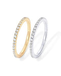 PAVOI Gold Plated Solid 925 Sterling Silver CZ Simulated Diamond Stackable Ring Eternity Bands for Women - color: 2-Pack White Gold & Yellow Gold