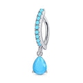FIBO STEEL 14G Clicker Belly Rings 316L Surgical Steel Dangle Belly Button Ring CZ Teardrop Pendant Navel Rings Barbell Body Piercing Jewelry - color: Blue