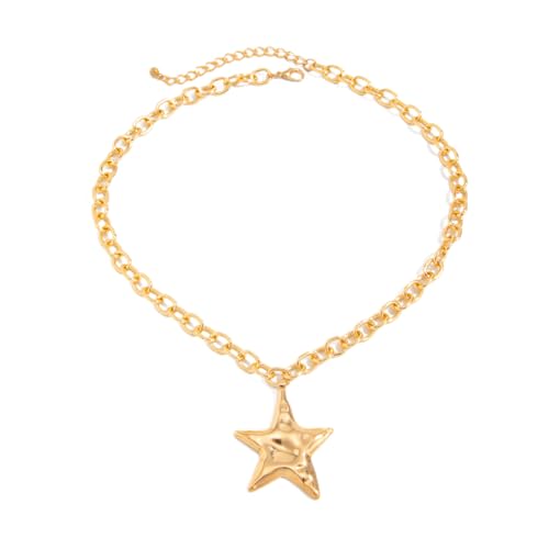 Chunky Necklace for Women Big Star Necklaces for Women Trendy Large Statement Necklace Thick Chain Bold Chunky Jewelry Star Accessories Boho - style: 3 - G
