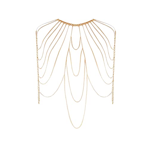 Women's Sexy Suit Body Chain - color: Multilayer Shoulder Body Chain-Gold Color-5