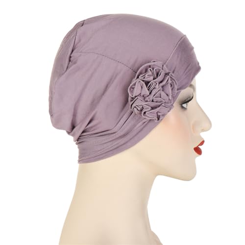 Headwrap Turbans for Women - Twist Soft Floral Solid Caps Pre Tied Chemo Beanies Headwear Hat for Cancer - color: Purple