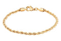Barzel 18K Gold Plated Rope Chain Bracelet - Made In Brazil - color: 3MM, size: 7 Inches
