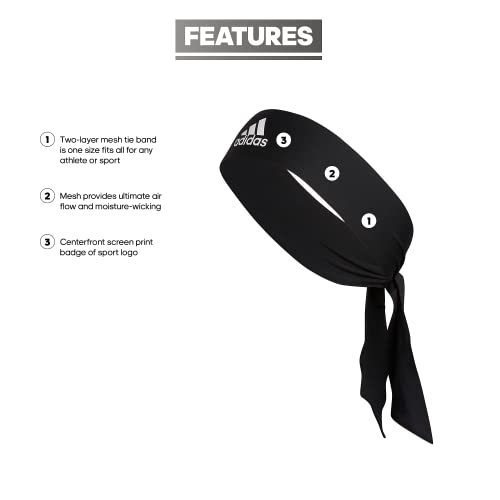 adidas Alphaskin Tie Headband - color: Tie/1/Black/White
